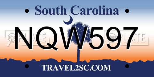 NQW597 South Carolina License Plate