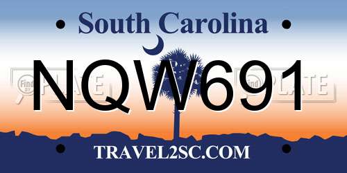 NQW691 South Carolina License Plate