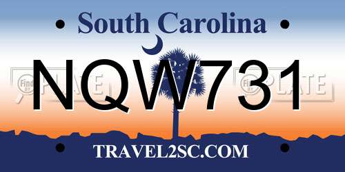 NQW731 South Carolina License Plate