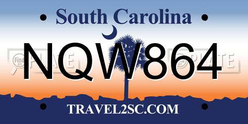 NQW864 South Carolina License Plate