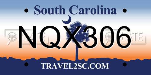 NQX306 South Carolina License Plate