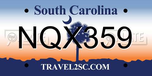 NQX359 South Carolina License Plate