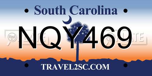NQY469 South Carolina License Plate