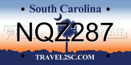 NQZ287 South Carolina License Plate