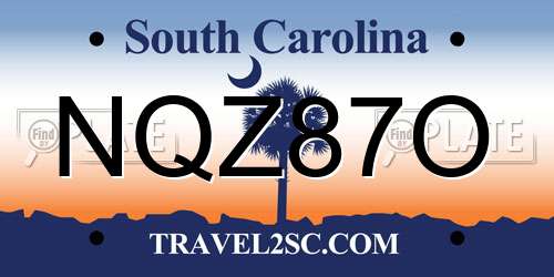 NQZ87O South Carolina License Plate