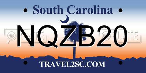 NQZB20 South Carolina License Plate