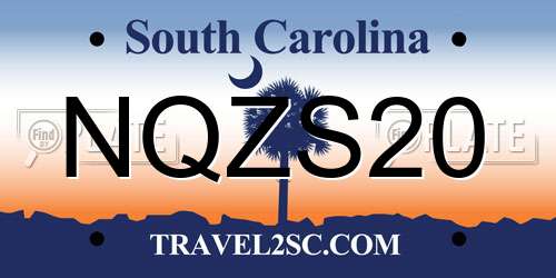 NQZS20 South Carolina License Plate
