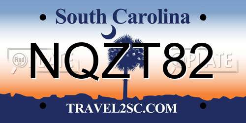 NQZT82 South Carolina License Plate