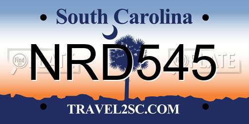 NRD545 South Carolina License Plate