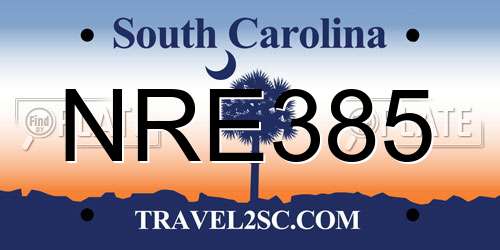 NRE385 South Carolina License Plate
