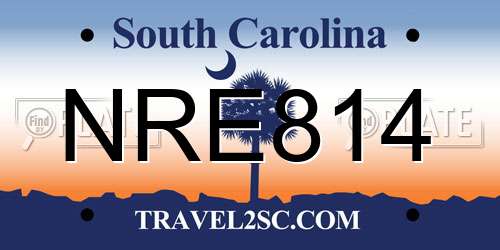 NRE814 South Carolina License Plate
