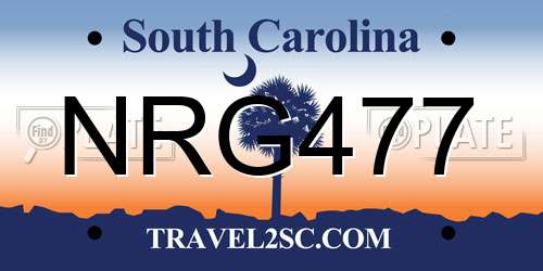 NRG477 South Carolina License Plate
