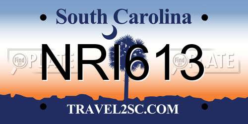 NRI613 South Carolina License Plate