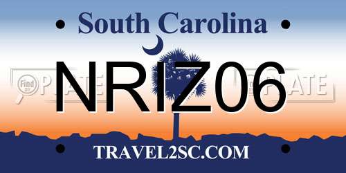 NRIZ06 South Carolina License Plate