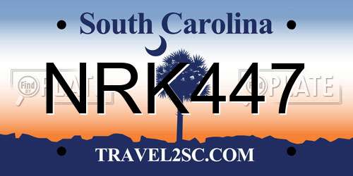 NRK447 South Carolina License Plate