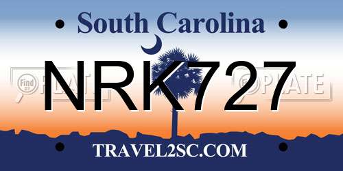 NRK727 South Carolina License Plate