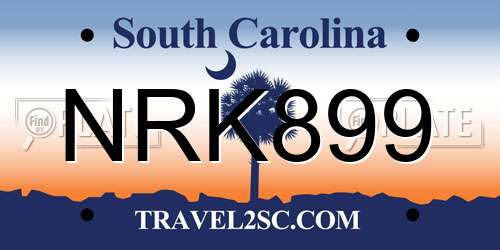 NRK899 South Carolina License Plate