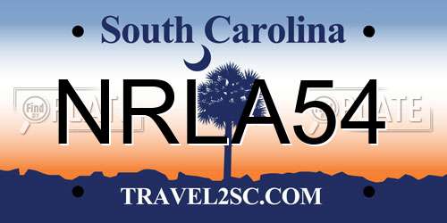 NRLA54 South Carolina License Plate
