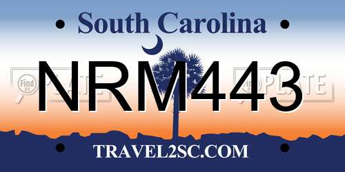 NRM443 South Carolina License Plate
