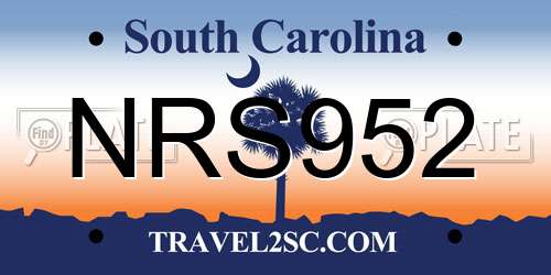 NRS952 South Carolina License Plate