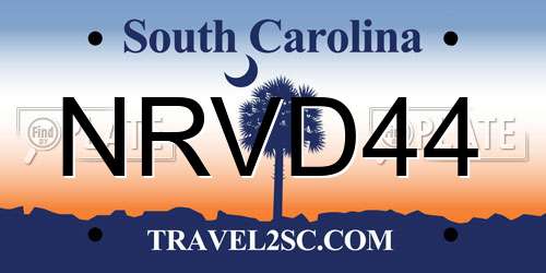NRVD44 South Carolina License Plate