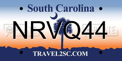 NRVQ44 South Carolina License Plate