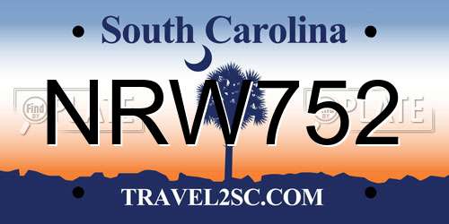 NRW752 South Carolina License Plate