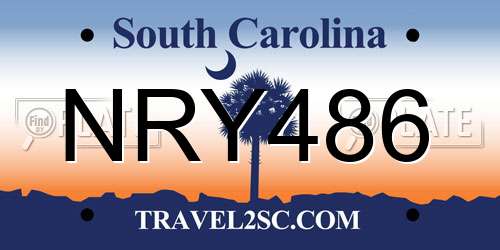 NRY486 South Carolina License Plate
