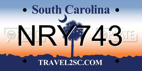 NRY743 South Carolina License Plate