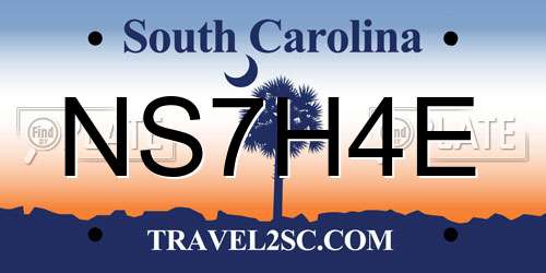 NS7H4E South Carolina License Plate