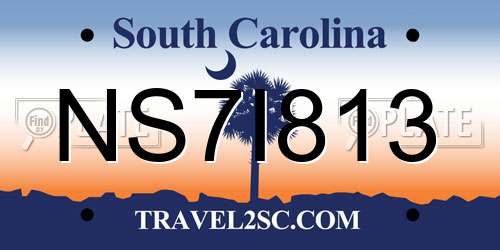 NS7I813 South Carolina License Plate