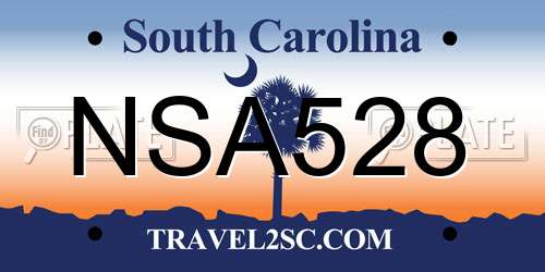 NSA528 South Carolina License Plate