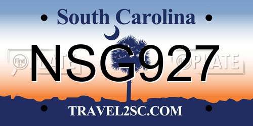 NSG927 South Carolina License Plate