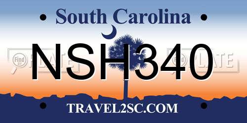NSH340 South Carolina License Plate