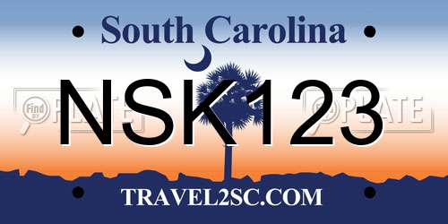 NSK123 South Carolina License Plate