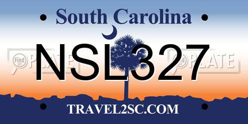NSL327 South Carolina License Plate