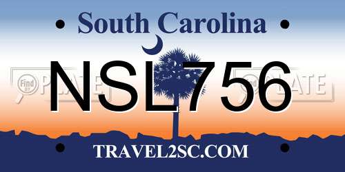 NSL756 South Carolina License Plate