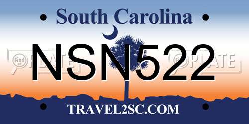 NSN522 South Carolina License Plate