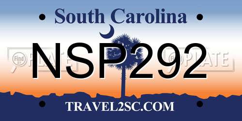 NSP292 South Carolina License Plate