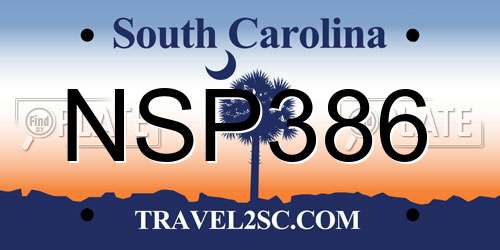 NSP386 South Carolina License Plate