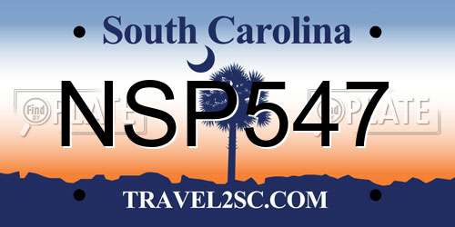 NSP547 South Carolina License Plate