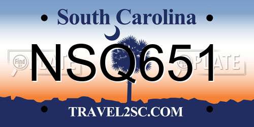 NSQ651 South Carolina License Plate