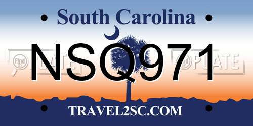 NSQ971 South Carolina License Plate