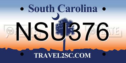 NSU376 South Carolina License Plate