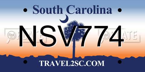 NSV774 South Carolina License Plate