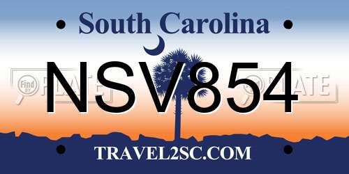 NSV854 South Carolina License Plate