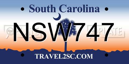 NSW747 South Carolina License Plate