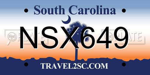 NSX649 South Carolina License Plate