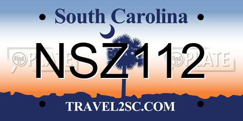 NSZ112 South Carolina License Plate