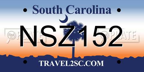 NSZ152 South Carolina License Plate